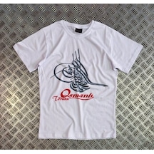 Stoned&Fame Unisex Beyaz Osmanlı Tuğrası Baskılı T-shirt Beyaz