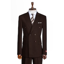 İlayda Emir Luxury, İtalyan Kesim,slim Fit, Kruvaze, Erkek Takım Elbise Kahverengi