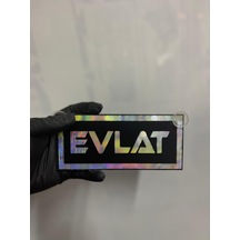 Siyah Renk Üzeri Hologram Renk Evlat Yazılı Vantuzlu Cam Süsü