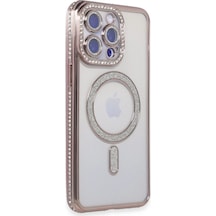 Apple İphone Uyumlu 15 Pro Max Kılıf Joke Simli Magneticsafe Kılıf - Pembe Çok Renkli