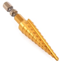 1/4 İnç Hex Shank Hss Yüksek Hız Çeliği Titanyum Kaplamalı Adım Matkap Ucu 3-13mm