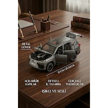 1:32 Ölçek Metal Model Araba Lx600 Lüks Suv Jip - Işıklı Sesli Çek Bırak - Gri