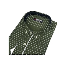 Slim Fit Pamuklu Uzun Kollu Cepsiz Gömlek Slim Fit Kalıp Haki
