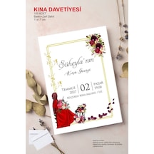 Kına Davetiyesi Baskılı 100 Adet Zarflı Kapalı 11x17 Cm