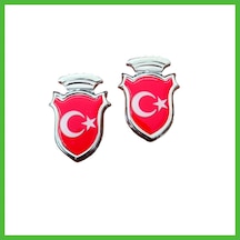 Vaveni Türk Bayraklı Arma Damla Etiket Kırmızı 2'li Arz