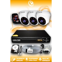 Elitcam 4 Kameralı Panda 3 İç Kamera Set 2 TB HDD Full HD Gece Görüşlü Güvenlik Kamerası Sistemi