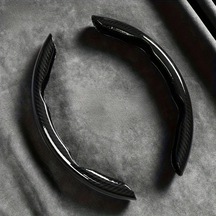 Chuangyinshop Siyah 2 Adet Karbon Fiber Direksiyon Kılıfı Evrensel Snap On Tasarım Sürüş Keyfini Artırır Siyah