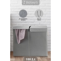 Meleni Home Iki Bölmeli Mega Boy Çamaşır Sepeti - Kulplu Katlanır Banyo Kirli Çamaşır Sepeti 50 Lt + 50 Lt Diğer