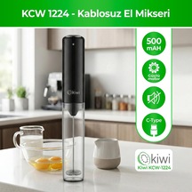 Kcw-1224 Şarjlı Kablosuz Mini Mikser Tek Bardaklık Ayran, Kahve Ve Yumurta Çırpıcı, Kapaklı Type-c Güçlü Süt Köpürtücü Belirtilmemiş