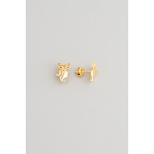 Minimal Tasarım 18 Ayar Sarı Altın Kaplama Gümüş Uğurlu So Chıc... Baykuş Kolye