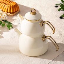 Emsan Retro Emaye Çaydanlık Takımı 1.1 Lt - 2.3 Lt Krem