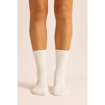 Kardeşler Çorap Kadın Pamuklu Soket Uzun Çorap Beyaz 6'lı Paket Beyaz - 720860145 Beyaz