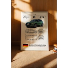 Audi Q5 Tablo - Teknik Özellikli Alman Lüks Suv Poster - Çerçeveli Duvar Dekoru - Araba Blueprint Beyaz