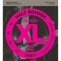 D'addario Enr71 Xl Half Rounds Bas Gitar Tel Seti - 45-100 Regular Light Profesyonel Yarı Yuvarlak Sargı Teknolojisi, Hibrit Çalım Hissiyatı Ve Dengeli Frekans Cevabı