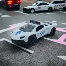 Metal Çek Bırak Polis Aracı Beyaz 13 Cm X 6 Cm X 5 Cm
