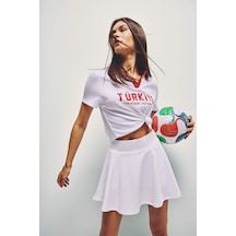 Defacto Crop Top Sporcu Mesh Forma Kumaş Türkiye Baskılı Kısa Kollu Polo Beyaz Tişört I1229ax26hswt34 Beyaz-wt34