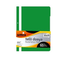 Umix U1180P-YE Plastik Telli Dosya Yeşil 50'li