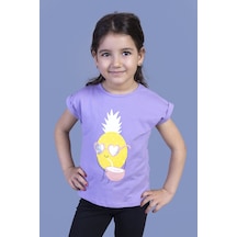 Toontoy Kids Toontoy Kız Çocuk Ananas Baskılı Tişört Lila