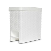 Rattan Kapaklı Kova, Plastik, Beyaz 10l Siyah