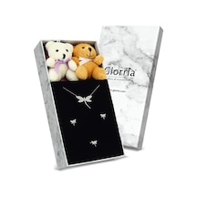 Glorria Gümüş Yusufçuk Kolye, Küpe, Yüzük Hediye Seti - Dt0505-Hs