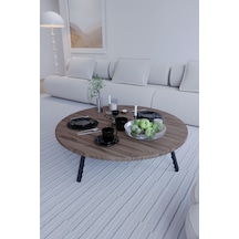 Mega Kozalak Yuvarlak Katlanabilir Şık Yer Sofrası Ceviz 103