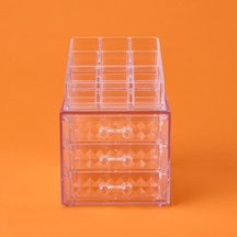 Living Diamond 3 Çekmeceli Takı Ve Makyaj Organizeri - Şeffaf - 15x13x18 Cm Çok Renkli