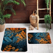 Rovigo Home Baskılı Kaymaz Taban 2 Li Banyo Paspas Takım Rvg5114-100X60-60X50 Çok Renkli