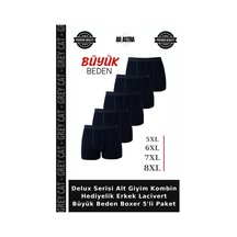 Grey Cat Delux Serisi Alt Giyim Kombin Hediyelik Erkek Lacivert Büyük Beden Boxer 5'li Paket