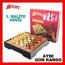 Star Vip Satranç Takımı Ahşap Ceviz Satranç Seti Büyük Boy