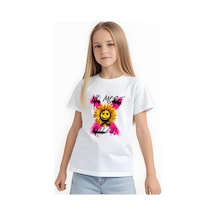 Panios Kids X Rules Baskılı Kız Çocuk Kısa Kollu T-shirt Beyaz