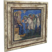 Kapadokya Göreme Tokalı Kilise Freski - Müneccim Kralların Tapınması Baskılı Taş Tablo 25x25