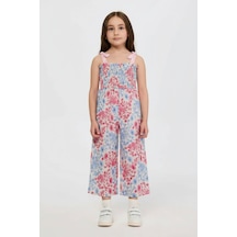 Panço Kız Çocuk Çiçek Desenli Pembe Tulum 2611GK24006