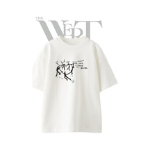 Thewert Ring Around Rosie Tasarım Baskılı Ünisex Beyaz Oversize T-shirt