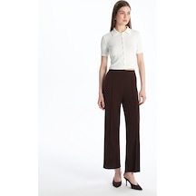 Lcwaıkıkı Classic Kahverengi Beli Lastikli Geniş Paça Kadın Pantolon