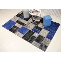 Patchwork El Dokuma Antik Anadolu Halısı Free Way Gri - Siyah