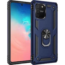 Muratech Newface Samsung Uyumlu Galaxy A91 / S10 Lite Kılıf Sofya Yüzüklü Silikon Kapak - Lacivert