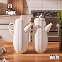 Porsima 17019 2li Pumpkin Porselen Çok Amaçlı Sunum Ve Servis Yağdanlığı Yağlık Sirkelik Yağdanlık 600+600 Ml Beyaz