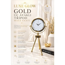 Luxe Glow Gold Üç Ayaklı Metal Masa Saati