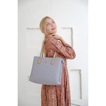 Just Polo Kadın Yeni Sezon Gofraj Baskılı Büyük Boy El Çantası 234028mh Gri Camel