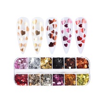 Metalik Renkli Kalpler Tırnak Süsleme Folyo Pulları Mix Nail Art