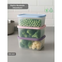 3'lü Dipfriz Saklama Kabı - No Frost Silikon Kapaklı Derin Dondurucu Düzenleyici - Bpa Free - 3150 Ml Şeffaf