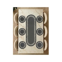 Nakkaş Home Gri Trikotlu Jüt Runner Ve 6'lı Supla Seti 35x100 Cm Runner + 33x33 Cm Jüt Amerikan Servis Doğal Masa Dekorasyonu
