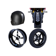 Moto Rider 4'lü Sticker Seti Taş Grisi İç Dış Jant Şeridi Kask Ve Çamurluk Çınar Extreme