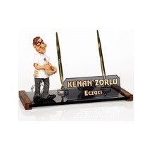 Eczacı Biblolu Masa İsimliği Kristal Masaüstü İsimlik