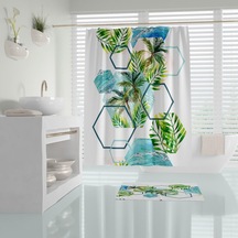 Zethome Tropik Island Banyo Duş Perdesi Tek Kanat 1X180X200 Çok Renkli