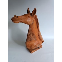 Dekoratif El Oyması Ahşap At Kafası 54x39x16cm (Teak Ağac-2)