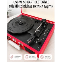 Bluetooth Bağlantılı Portatif Pikap 33 45 78 Devir Dahili Hoparlör Ve Şarj Edilebilir Pil - Lisinya