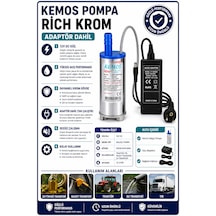 220-12 Volt Rich Krom Dalgıç Adaptörlü Mazot Aktarma Sıvı Transfer Pompası