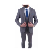 Jan Carlucci Yelekli Slimfit Drop 6 Takım Elbise (477080098) Gri