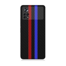 Xiaomi Poco X4 Pro 5g Uyumlu Bordo Mavi Karbon Desenli Silikon Kılıf